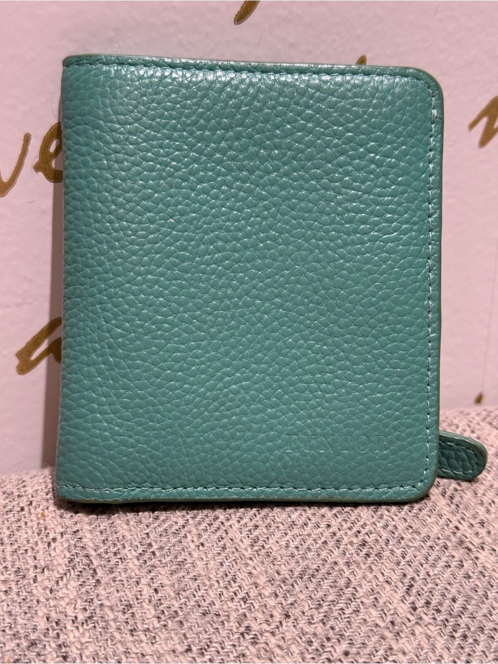Funtor Teal Aqua Compact Bifold Wallet With Zip Coin Pocket